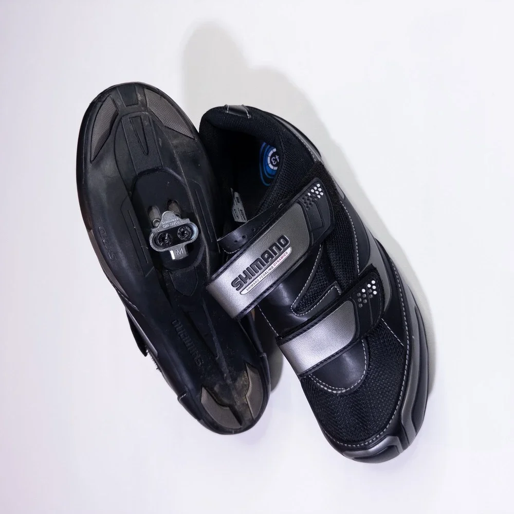 Shimano SH-R064 Cycling Shoes Mens Size 43 Black Silver Good SPD SPD-SL Cleats